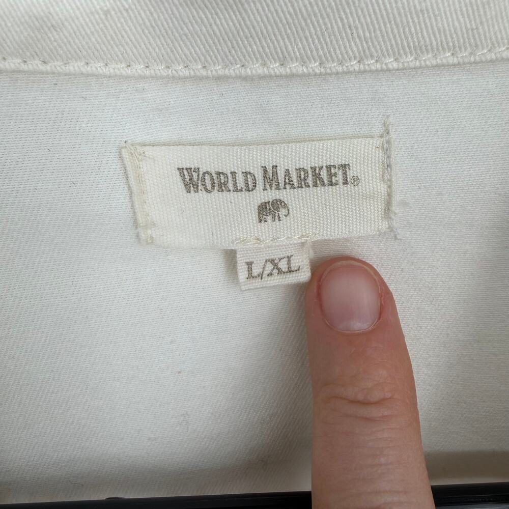 World Market Women's Ecru Beige Boyfriend Jacket with Pockets Size L/XL - Picture 3 of 7
